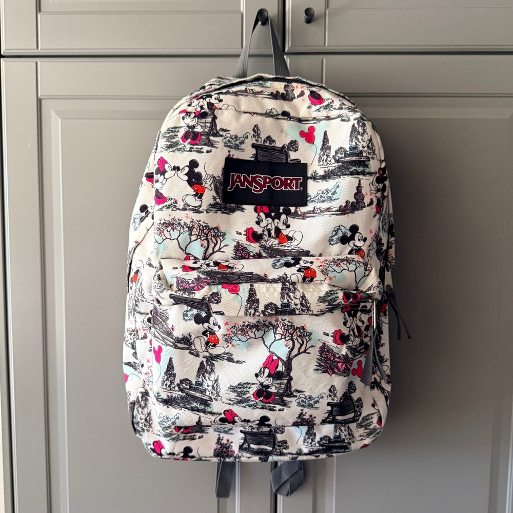 Jansport Disney Superbreak Day In The Park Mickey & Minnie Backpack,White, Large